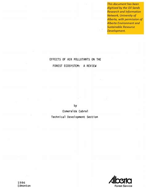 Effects of Air Pollutants on the Forest Ecosystem: A Review | Canadian Conservation and Land ...