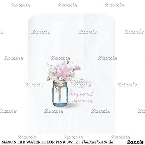 MASON JAR WATERCOLOR PINK SWEET PEAS FAVOR BAG | Zazzle | Pink favours ...