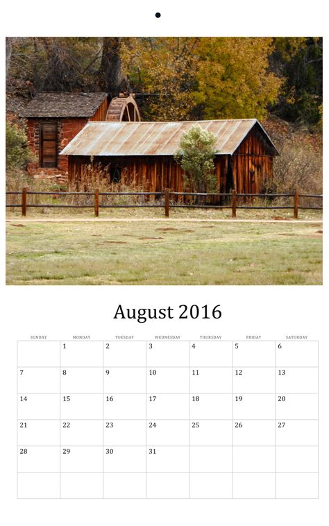 August 2016 Wall Calendar Free Stock Photo - Public Domain Pictures