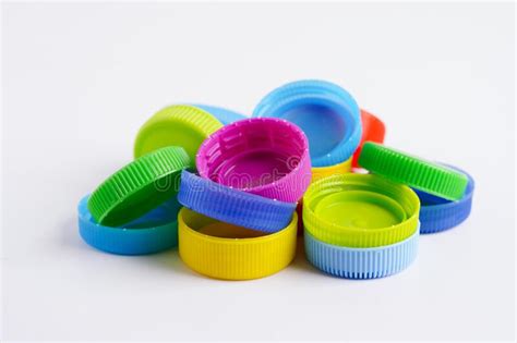 Plastic Bottle Caps Colorful for Recycle on White Background Stock ...