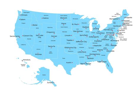 Map of United States of America with states and capital cities. 1873014 ...