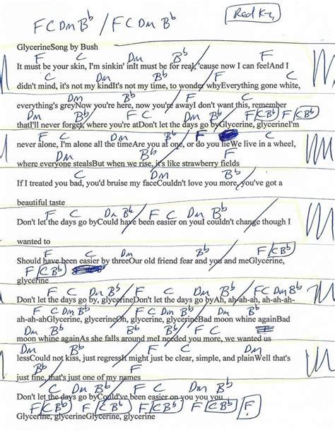Glycerine Guitar Chord Chart