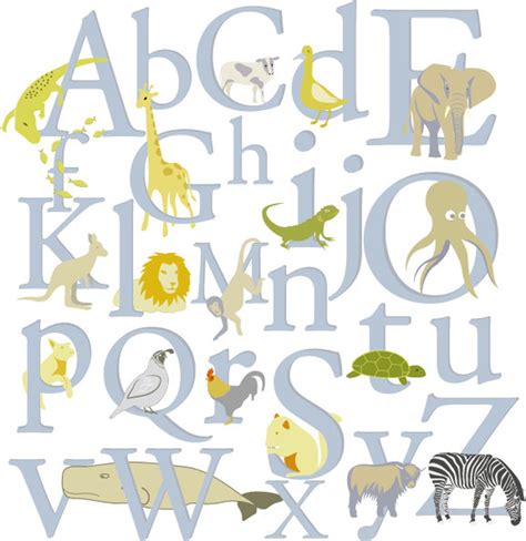 Nursery Alphabet Decal ABC Decal Wall Decals Vinyl Wall Decal Animal Decals Giraffe, Elephant ...