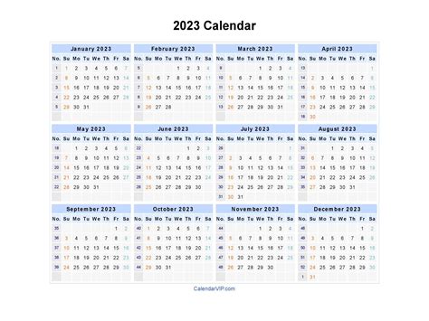 Calender Years 2021 - 2023 - Example Calendar Printable