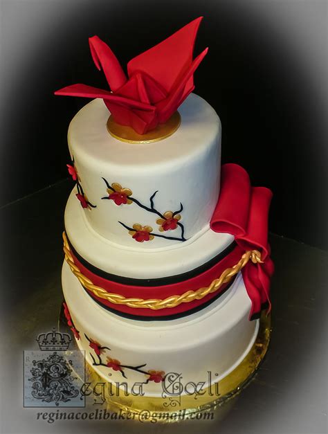 Japanese Origami Crane Wedding Cake - CakeCentral.com