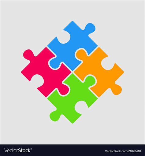 Four Color Pieces Puzzle Square Infographic Presentation. 4 Steps Business Diagram. Four Section ...