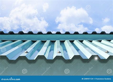 New Roof with Colored Corrugated Metal Sheet Stock Photo - Image of ...