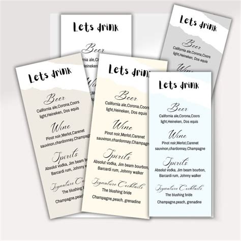 Wedding Bar Menu Template Modern Wedding Drinks Menu - Etsy