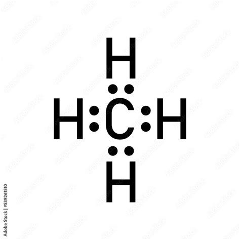 lewis structure of methane (CH4). Scientific vector illustration isolated on white background ...