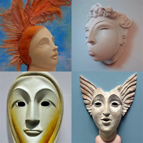 angelic sculpture in clouds sunset female mask thick | Stable Diffusion ...