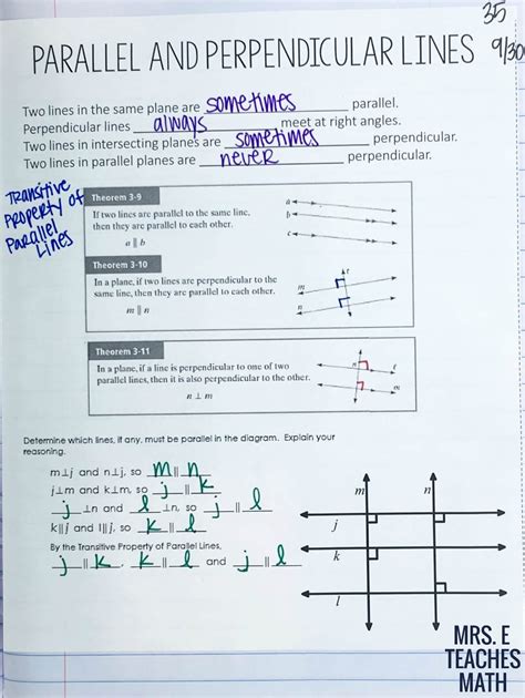 Parallel Lines INB Pages | Mrs. E Teaches Math