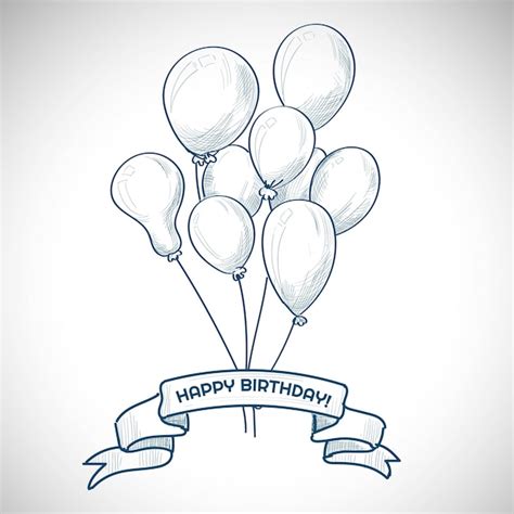 Free Vector | Hand drawn birthday with balloons sketch background