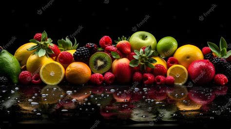 Premium Photo | Fruits on a black background