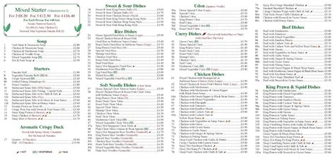 Menu at Green Tea Chinese Takeaway restaurant, South Benfleet