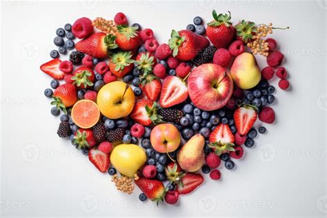 Various Fruits in the heart shape, Healthy fresh fruits background. 22981266 Stock Photo at Vecteezy