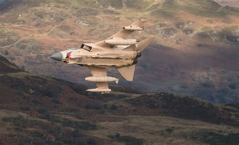 Panavia Tornado GR4 RAF in Desert Pink Operation Granby 25th Anniversary at Mach Loop Wales.