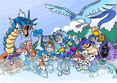 Pokemon Gen 1 Water and Ice Types by dotYAO on DeviantArt