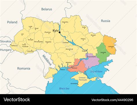 Administrative map of ukraine with 4 areas Vector Image