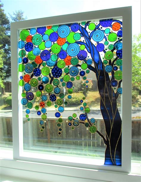 Tree Art 12x15 Glass Painting Glass Art Painted Glass Window | Etsy