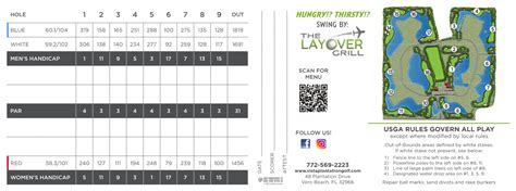 Scorecard - Vista Plantation Golf Club