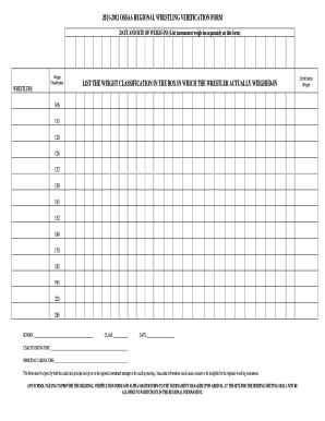 Wrestling Weigh In Sheet - Fill and Sign Printable Template Online