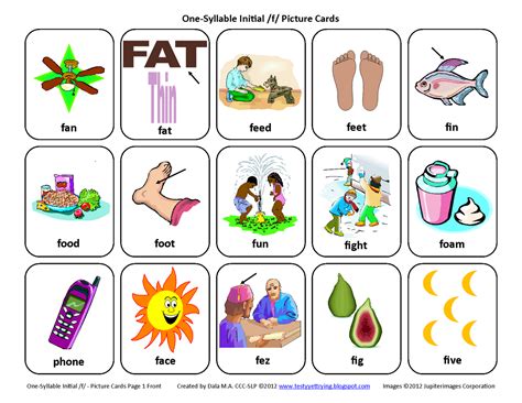 Testy yet trying: Initial F: Free Speech Therapy Articulation Picture Cards | Speech therapy ...