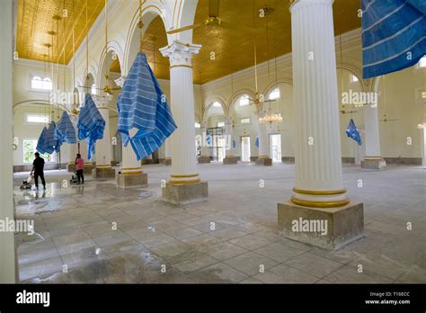 Interior renovation in progress at the Sultan Abu Bakar Mosque in Johor ...