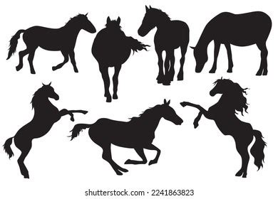 Horse Vector Collection Wild Animals Running Stock Vector (Royalty Free ...