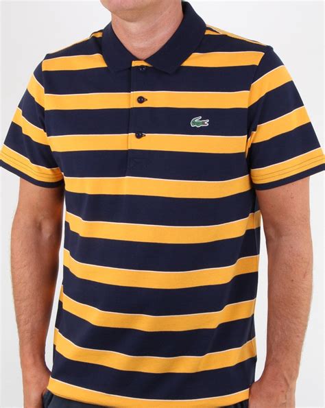 Lacoste Striped Polo Shirt Navy/Yellow, Mens, Polo, Sport, Smart, Croc