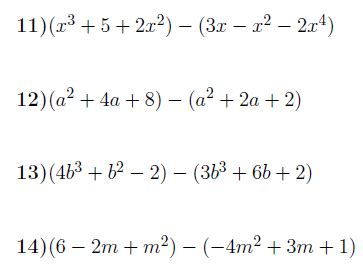 Subtracting polynomials worksheet (with solutions) | Teaching Resources