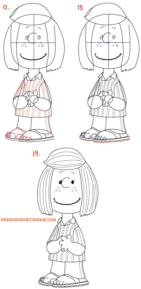 How to Draw Peppermint Patty from The Peanuts Movie Easy Tutorial - How ...