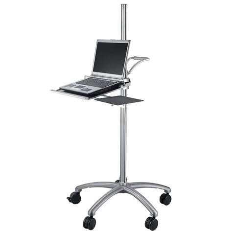 Aluminum Mobile Laptop Cart on Wheels, Height Adjustable Rolling Laptop ...