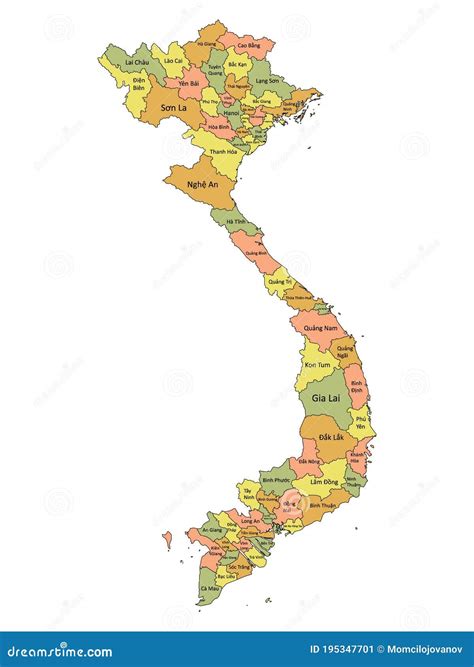 Map of Administrative Division of Vietnam Stock Vector - Illustration ...