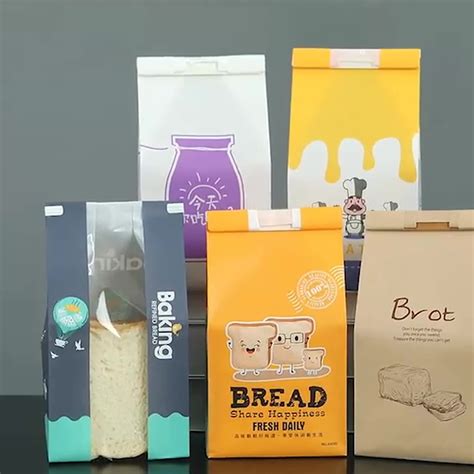 Custom Printed Kraft Paper Bag Food Takeaway Packing Paper Bread Bag With Christmas Paper Bags ...