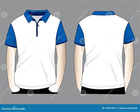 Zip-Up Polo Shirt Design Vector with White/Blue Colors. Stock Vector ...