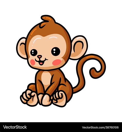 Cute baby monkey cartoon sitting Royalty Free Vector Image