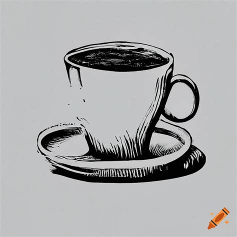 Linocut print of a coffee cup