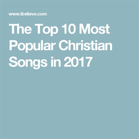 The Top 10 Most Popular Christian Songs in 2017 | Christian songs ...