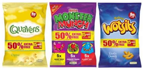 Wotsits, Quavers and Monster Munch 15 pack £1.50 @ Iceland - HotUKDeals