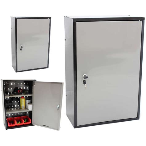 LOCKABLE METAL GARAGE/SHED STORAGE CABINET WALL UNIT TOOL/PAINT LOCKING ...