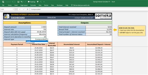 Savings Calculator Excel Template | Savings Account Interest Calculation