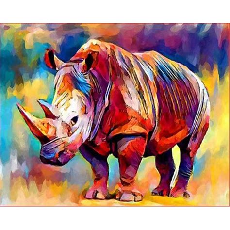 Colourful Rhino – Paint by Designs