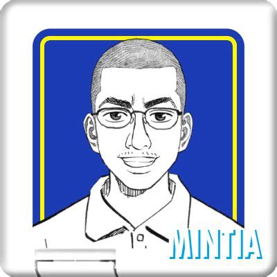 a drawing of a man with glasses and a name tag in front of the image