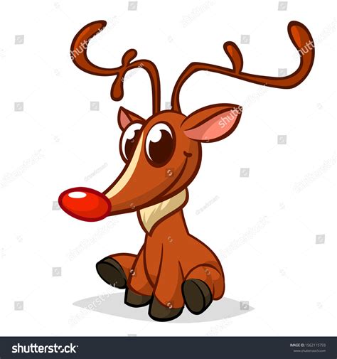 Funny Cartoon Red Nose Reindeer Character Stock Vector (Royalty Free ...