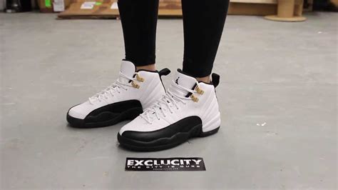 Ladies Air Jordan 12 "Taxi" GS - On Feet Video @ Exclucity - YouTube