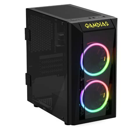 Gamdias TALOS E1 Tempered Glass Gaming Case, 2x 120mm Dual Ring RGB ...