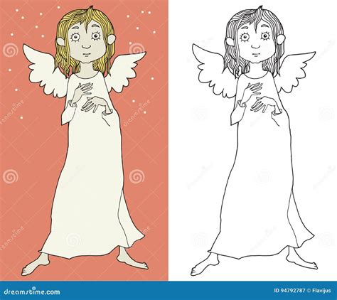 Cute Hand Drawn Little Angel Stock Vector - Illustration of child, clip ...