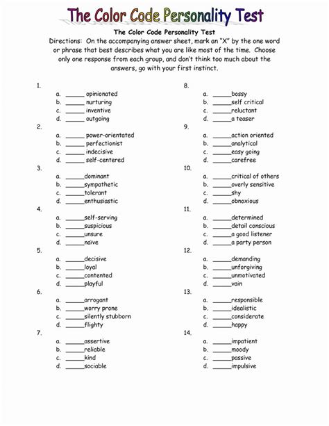 Myers Briggs Personality Test Printable | Francesco Printable