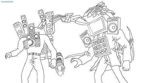 Titan Speakerman and Titan Tv Man coloring page - Download, Print or Color Online for Free