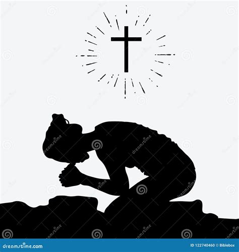 Silhouette of a Woman Kneeling in Prayer Stock Vector - Illustration of choir, encouraging ...